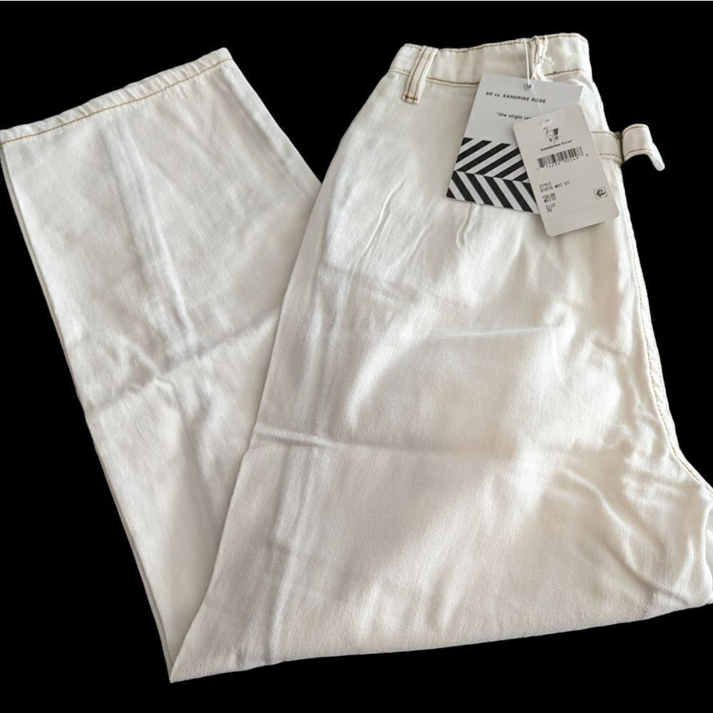 Free People Sandrine Rose white denim wide leg cropped jeans‎ size 26